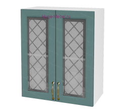 Кухонный шкаф верхний со стеклом 600 Модена (дуб бирюза)