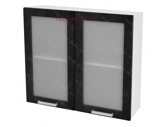 Кухонный шкаф верхний со стеклом 800 Бетон (бетон чёрный)