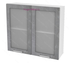 Кухонный шкаф верхний со стеклом 800 Бетон (бетон серый)