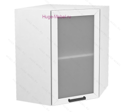Угловой шкаф подвесной со стеклом 550 Альфа (белый)