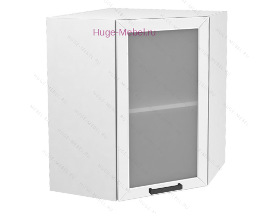Угловой шкаф подвесной со стеклом 600 Альфа (белый)