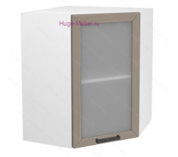 Угловой шкаф подвесной со стеклом 550 Альфа (латте)