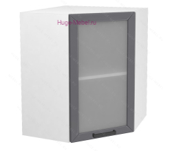 Угловой шкаф подвесной со стеклом 600 Альфа (вулкан)