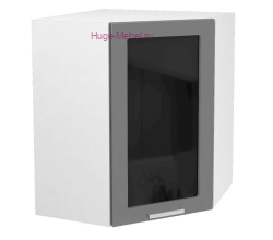 Угловой шкаф подвесной со стеклом 600 Катрин (софт графит)