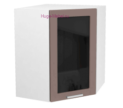 Угловой шкаф подвесной со стеклом 600 Катрин (муссон)