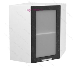 Угловой шкаф подвесной со стеклом 550 Бетон (бетон чёрный)