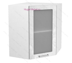 Угловой шкаф подвесной со стеклом 550 Бетон (бетон белый)