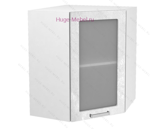 Угловой шкаф подвесной со стеклом 550 Бетон (бетон белый)