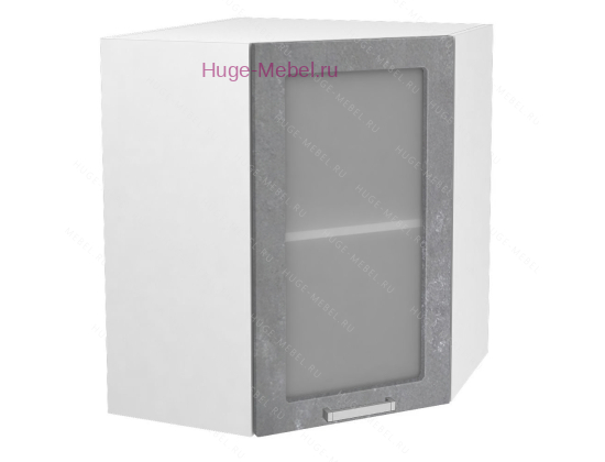Угловой шкаф подвесной со стеклом 600 Бетон (бетон серый)