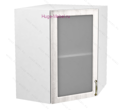 Угловой шкаф подвесной со стеклом 600 Юлия (сандал белый)