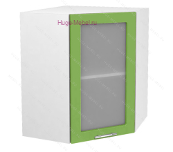 Угловой шкаф подвесной со стеклом 600 Ксения (олива)