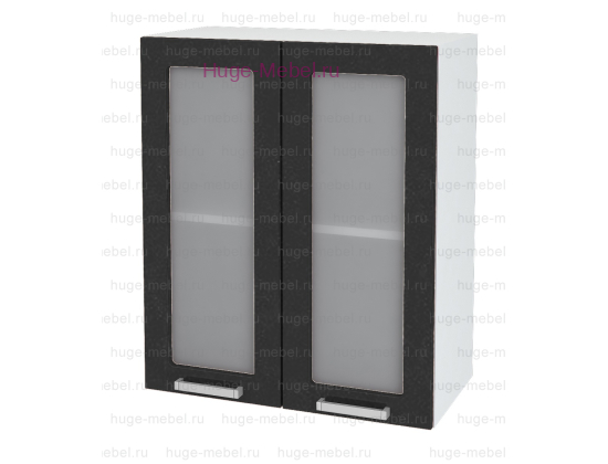 Кухонный шкаф верхний со стеклом 600 Бетон (бетон чёрный)