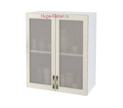 Кухонный шкаф верхний со стеклом 600 Юлия (сандал белый)