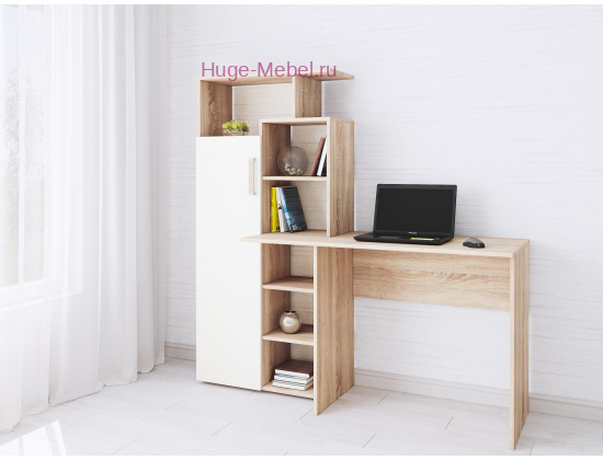 Стол компьютерный "Квартет-7 белый/сонома"