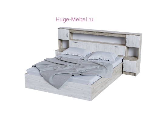 Двуспальная кровать с прикроватным блоком Бася КР-552 крафт