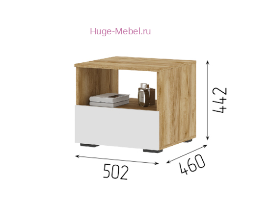 Прикроватная тумба "Хелен ТБ 01" белый+крафт