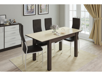 Раскладной стол "Бруно" 120х80 см венге/лакобель ваниль Раскладной стол "Бруно" 120х80 см венге/лакобель ваниль