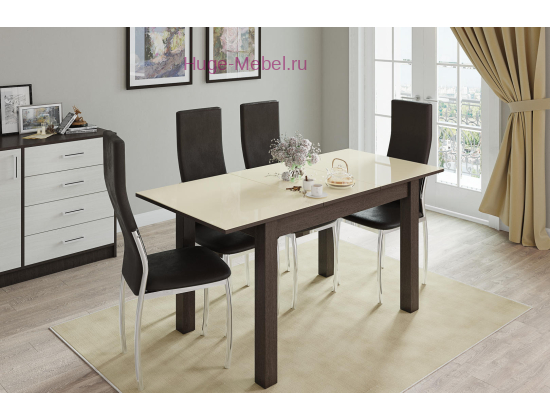 Раскладной стол "Бруно" 120х80 см венге/лакобель ваниль