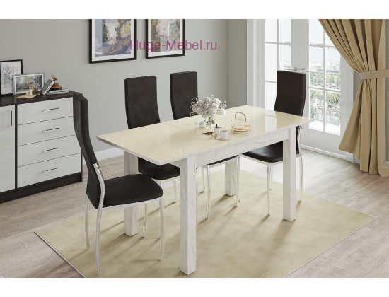 Раскладной стол "Бруно" 110х70 см дуб крафт белый/лакобель ваниль