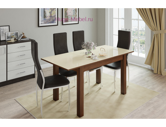 Раскладной стол "Бруно" 110х70 см орех шоколадный/лакобель ваниль