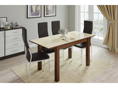 Раскладной стол "Бруно" 120х80 см орех шоколадный/лакобель ваниль