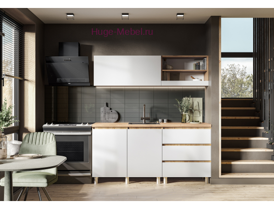 Готовая кухня "Хелен белый+крафт" 1.7 метра