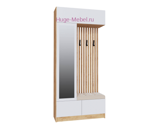 Прихожая "Руэлла" центральная секция белый +дуб крафт