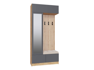 Прихожая "Руэлла" центральная секция графит +дуб крафт