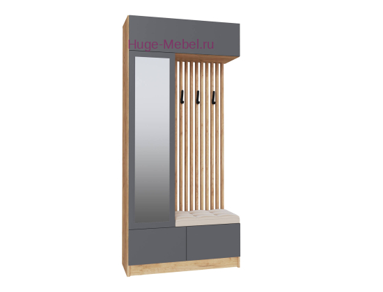 Прихожая "Руэлла" центральная секция графит +дуб крафт