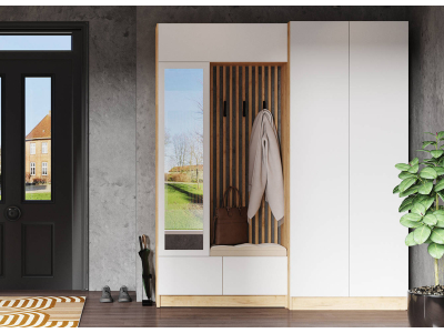 Прихожая "Руэлла" 190 см белый +дуб крафт