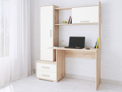 Стол компьютерный "Квартет-9 сонома/белый"