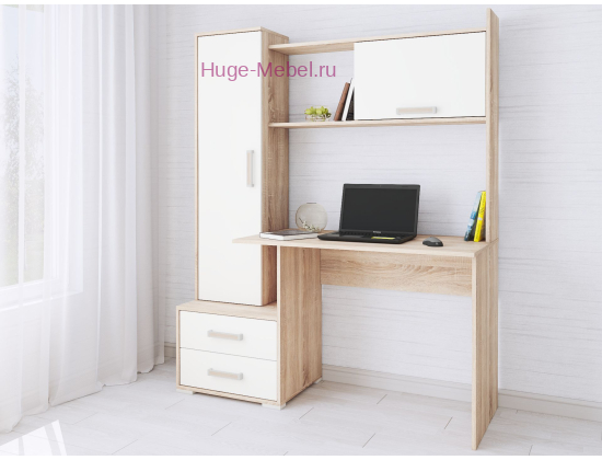 Стол компьютерный "Квартет-9 сонома/белый"