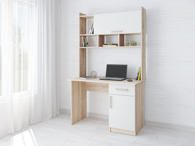 Стол компьютерный "Квартет-10 сонома/белый"