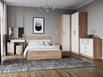 Спальня с угловым шкафом "Вегас" крафт