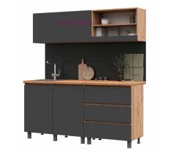 Готовая кухня "Хелен графит+крафт" 1.7 метра