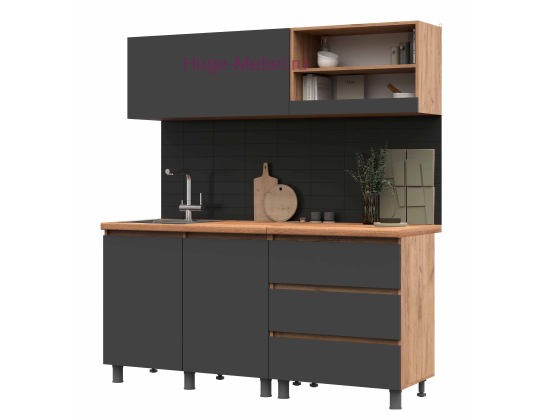 Готовая кухня "Хелен графит+крафт" 1.7 метра