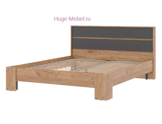 Кровать 160х200 "Хелен КР 03" графит+крафт