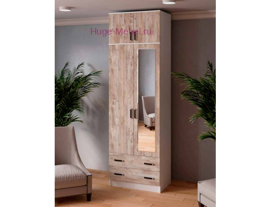 Шкаф "Лагуна-08 дуб юкон" высотой 255 см с зеркалом