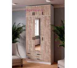 Шкаф с зеркалом "Лагуна дуб юкон" высотой 255 см