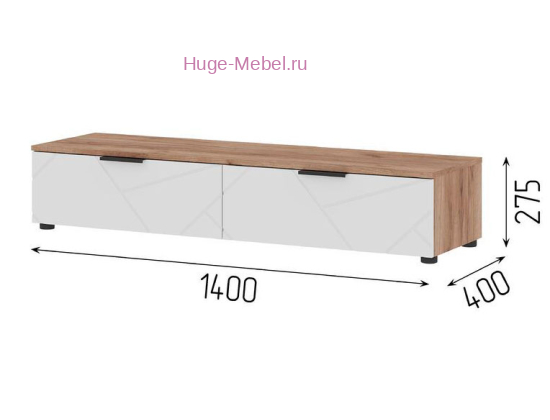 Тумба 140 см "Орегон ТБ 02" белый +дуб крафт