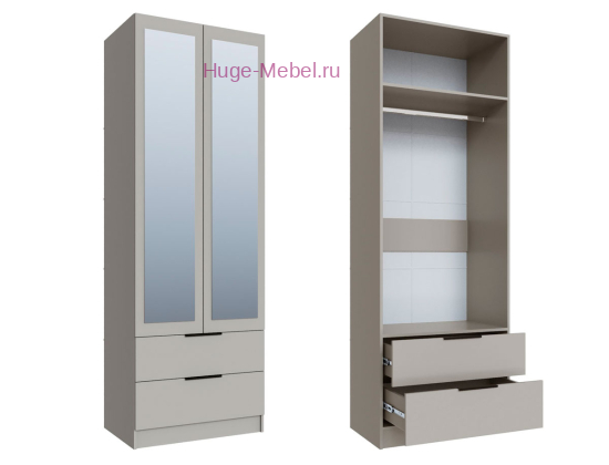 Шкаф 80 см с 2 ящиками и зеркалом "Мадрид" кашемир