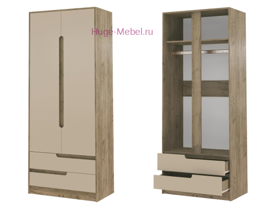 Шкаф 2-х створчатый "Гавана" кашемир/крафт серый