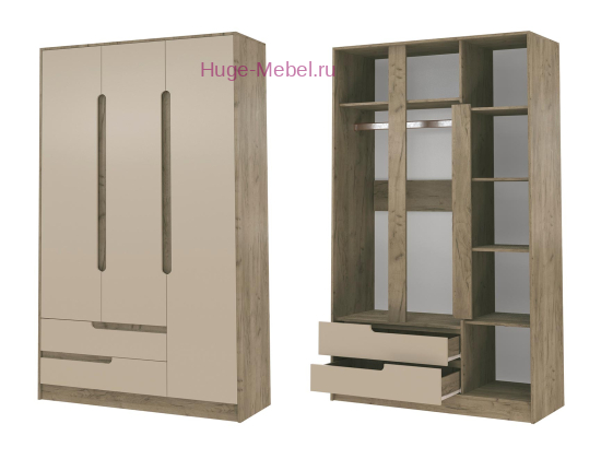 Шкаф 3-х створчатый "Гавана" кашемир/крафт серый