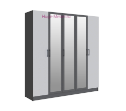 Шкаф 200 см "Вегас" графит +серый камень