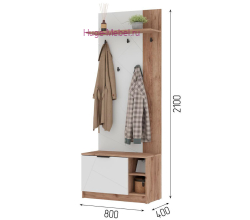 Прихожая 80 см "Орегон ПР 01" белый+ дуб крафт