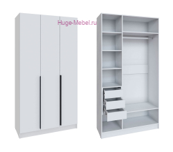 Шкаф "Мадрид" 1,2 м с 3 ящиками внутри без зеркала белый