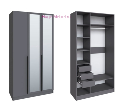 Шкаф "Мадрид" 1,2 м с 3 ящиками внутри с зеркалом графит