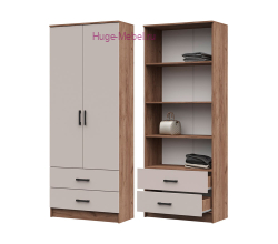 Шкаф с полками и ящиками 80 см "Машенька ШК-202" кашемир/крафт табачный