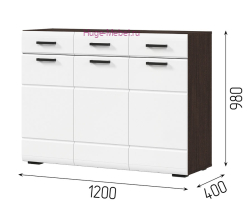 Комод 120 см "Либерти" белый глянец/венге