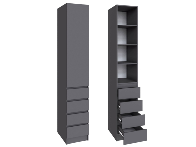 Шкаф "Мадрид" 40 см с 4 ящиками без ручек графит Шкаф "Мадрид" 40 см с 4 ящиками без ручек графит